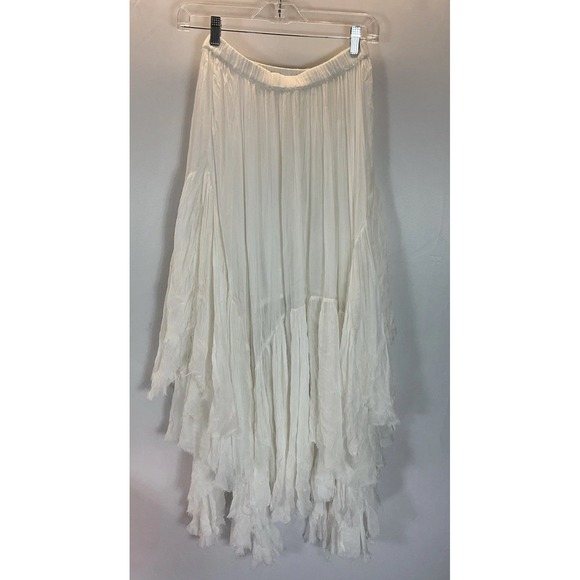 Free People Fp One Clover Skirt Asymmetrical Tiered Flowy Guaze  White XS - Picture 3 of 12